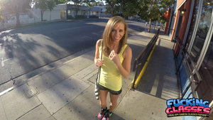 18 year old girl Cipriana A takes a cumshot in mouth after sex in mesh hosiery